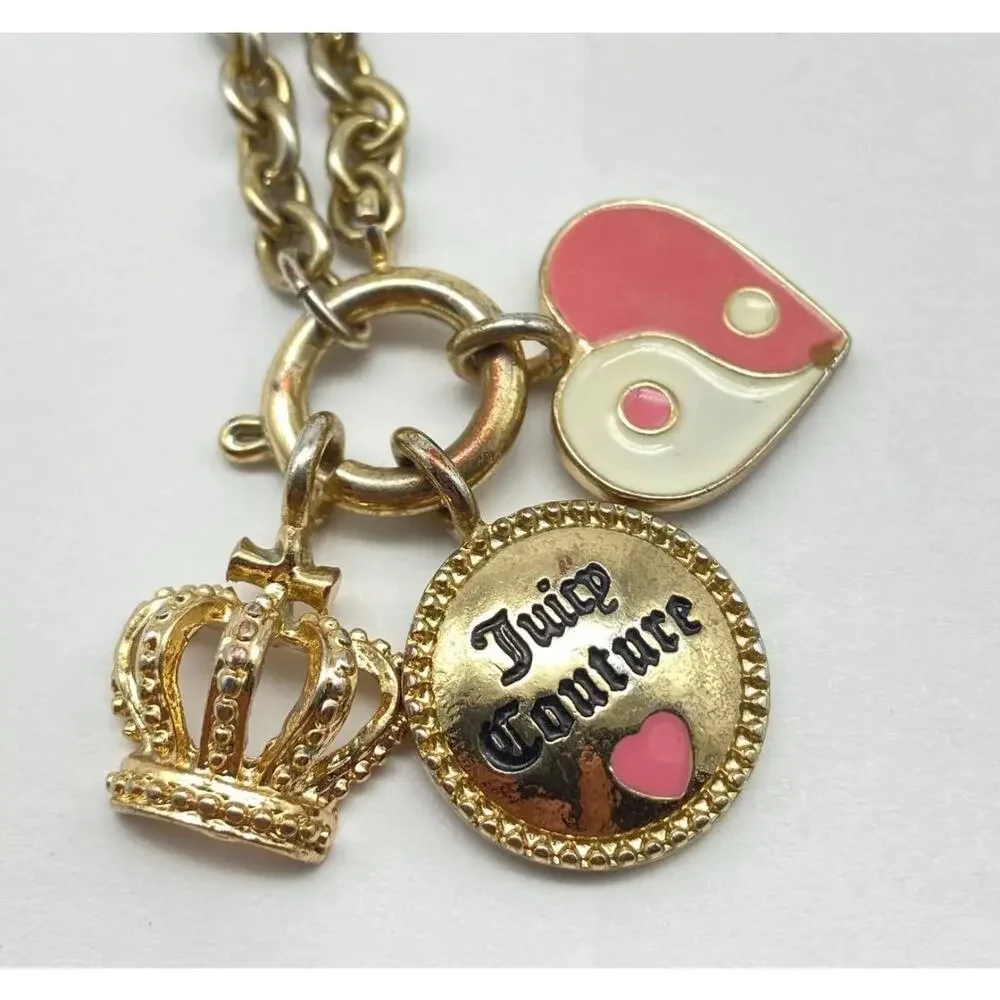 Vintage Juicy Couture Silver Gold Tone Enamel Rolo Chain Charm 19
